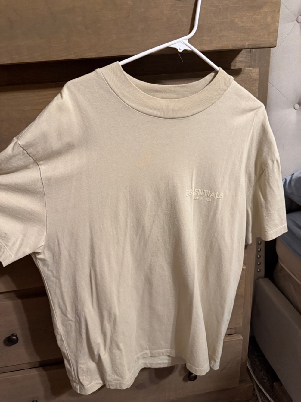 Essentials Men’s Cream Short-Sleeve Logo Tee